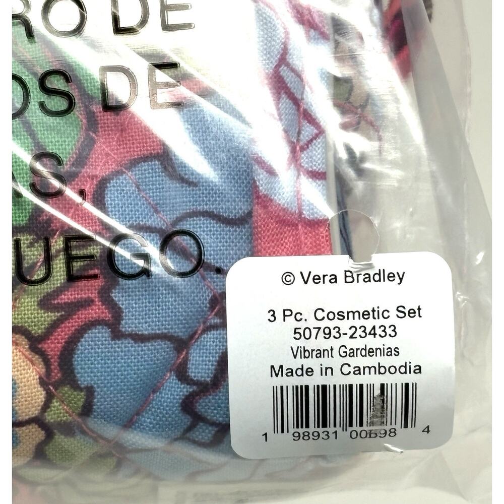 Vera Bradley Vibrant Gardenias Makeup Cosmetic Bag Pouch Set 3 Pcs Floral EXACT - Picture 13 of 13